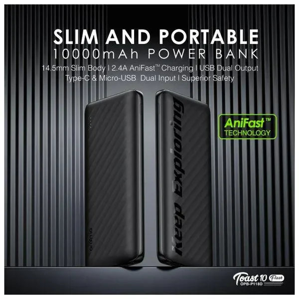 Oraimo Toast 10 Flash Power Bank β Model OPB-P118D Capacity: 10,000mAh