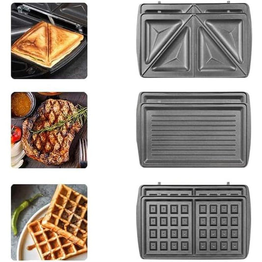3-in-1 Sandwich Maker β Sandwich, Grill & Waffle Plates