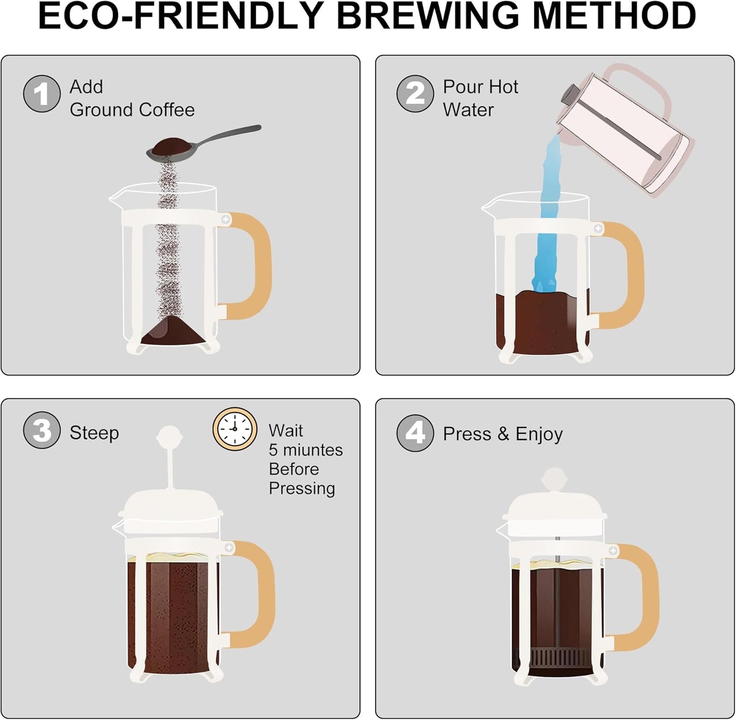 French Press Coffee & Tea Maker β Modern Bamboo & Glass Design