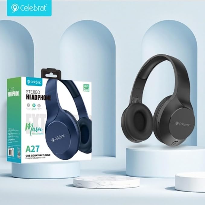 Celebrat A27 Wired Stereo Headphones with Mic β Over-Ear 3.5mm Headset for Music, Calls & Gaming