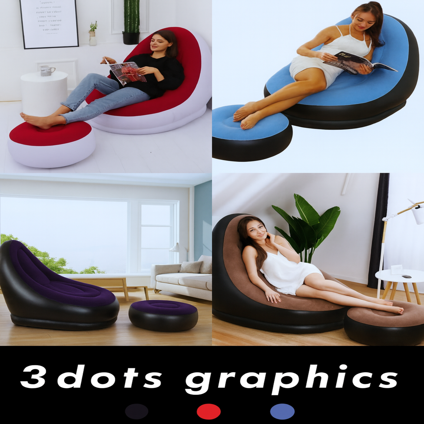 Inflatable Seat with Foot Rest & Manual Pump