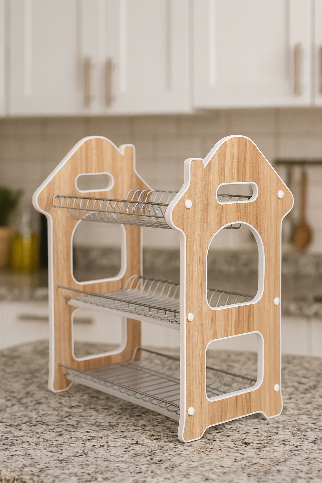 3 tier Wooden Dish Drying Rack