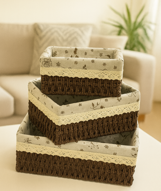 3-in-1 Handwoven Rattan Storage Baskets