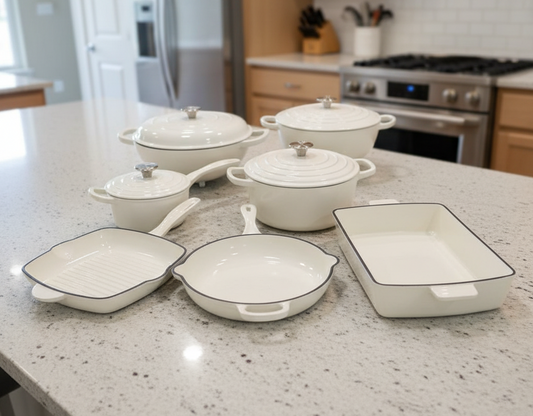 NSFE 11 PCS Enamel Cast Iron Cooking Pots Set