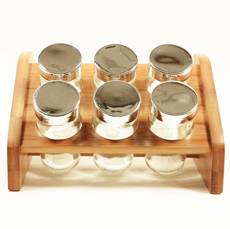 6-Piece Bamboo Spice Rack with Jars