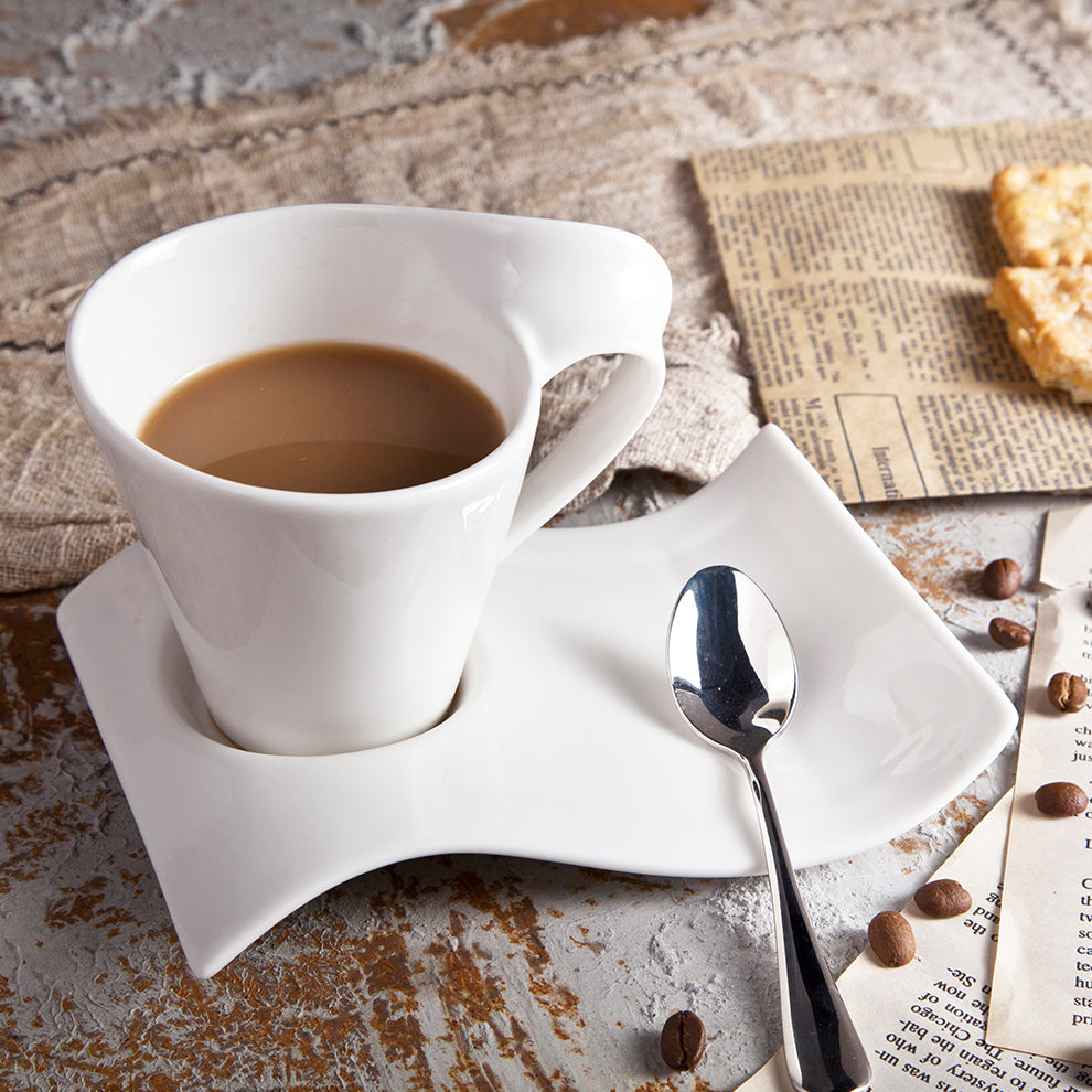 Luxurious 12-piece Modern Wave Cup & Saucer Set