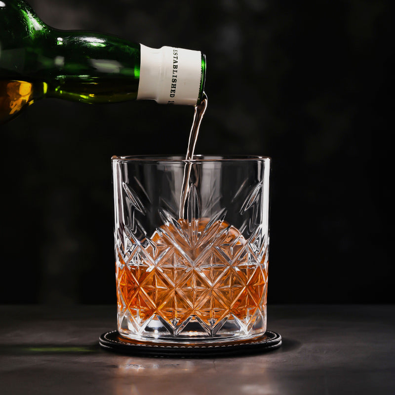 Blinkmax 6-Piece Short Glass Set.Diamond-Cut Whiskey & Cocktail Glassware