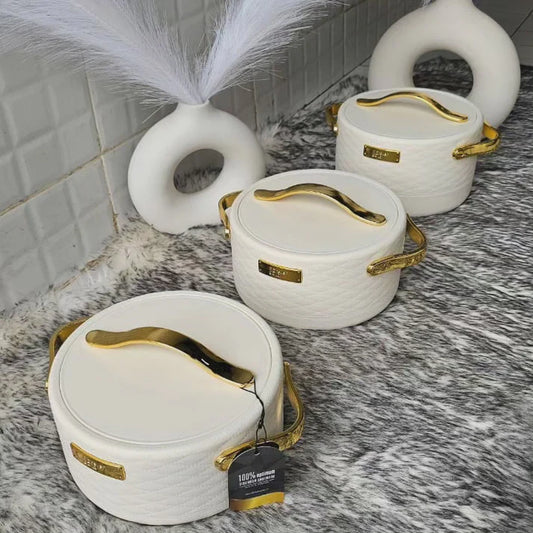 Leather Lite luxury high quality insulated Hot Pot Set - 4 Pieces (1L | 1.5L | 2.5L | 3.5L)