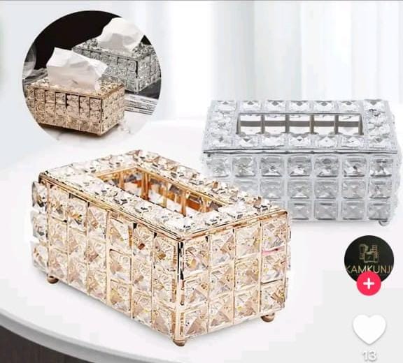 Luxury Crystal Napkin/Tissue Holder – Gold & Silver