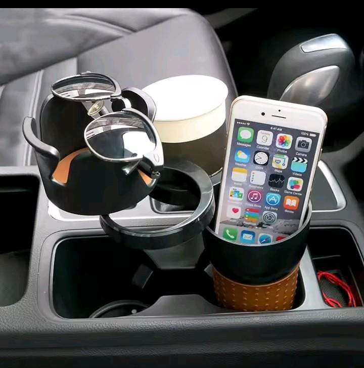 Adjustable 5-in-1 Multifunction Rotating Car Cup Holder – Black