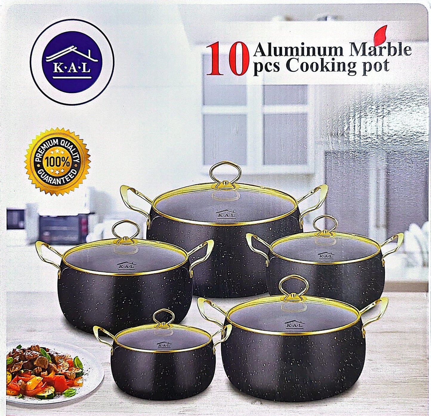 10-Piece Aluminum Marble Cooking Pot Set – KAL