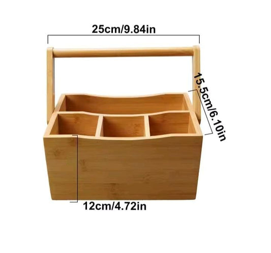Portable Bamboo Kitchen Cutlery Organizer β Stylish & Functional!