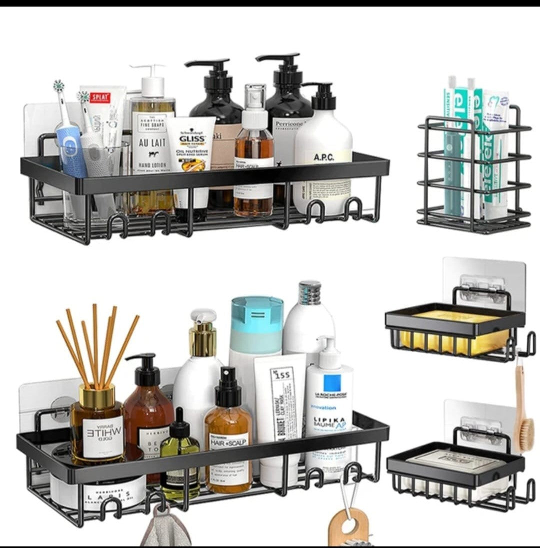 5-Piece Wall Mounted Bathroom Organizer Set β Shower Caddy, Soap Dish & Toothbrush Holder