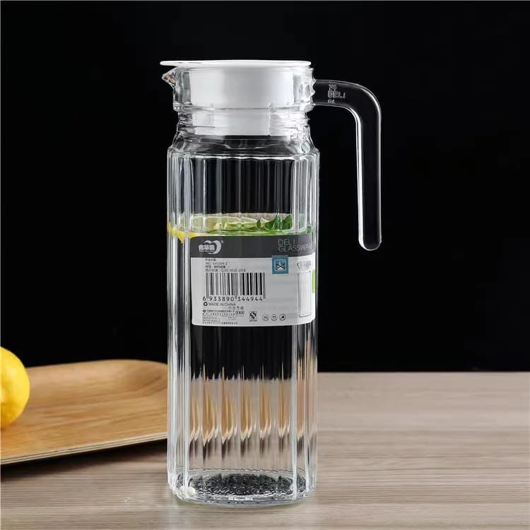 Classic 1.0L Glass Water Jug.Elegant Pitcher for Water, Juice & Iced Tea