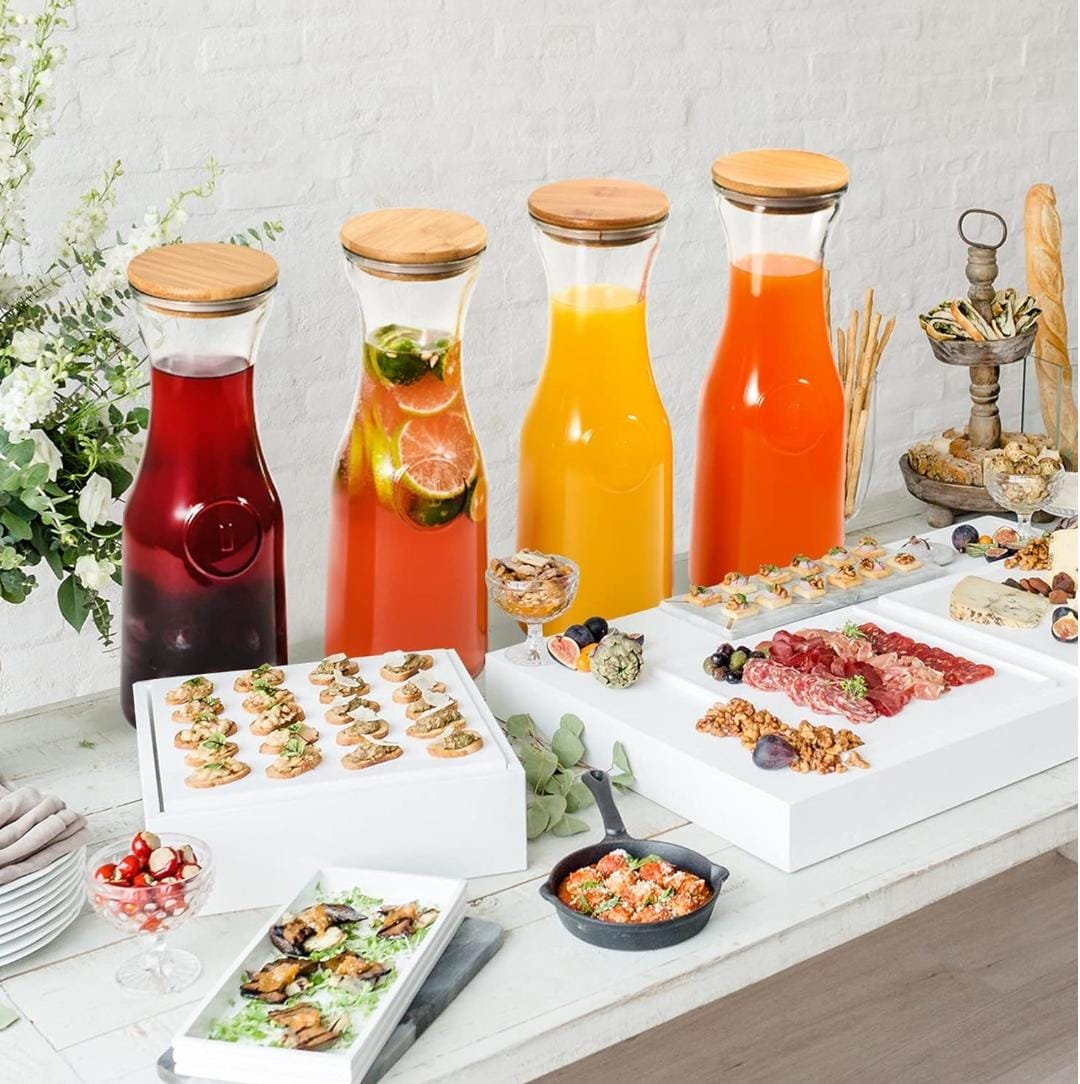 Glass Juice Carafe with Bamboo Lid β 1 Litre