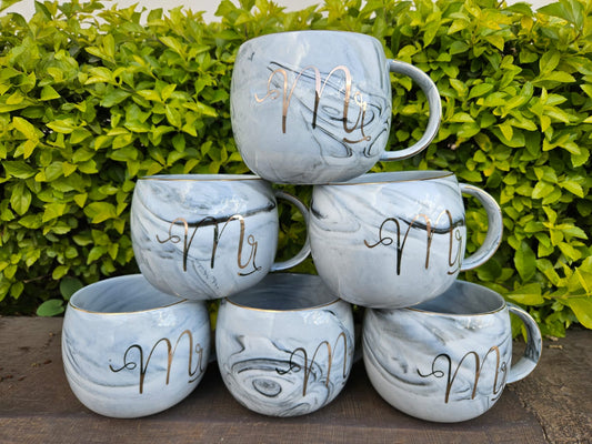 Mr & Mrs Ceramic Mug Set β 6 Pieces
