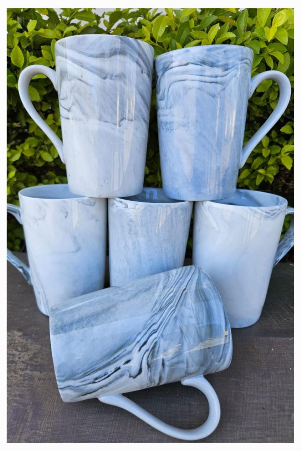 Blue Marble Ceramic Mug Set (6pcs)