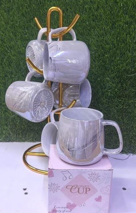 Marble Ceramic Mug Set (6pcs)