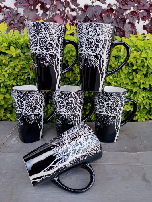 Tree Design Ceramic Mug Set (6pcs)
