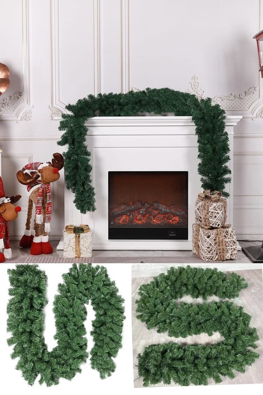 2.7M Green Plain Christmas Garland
