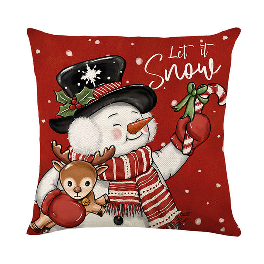Christmas Themed Linen Throw Pillow Covers (45×45cm)
