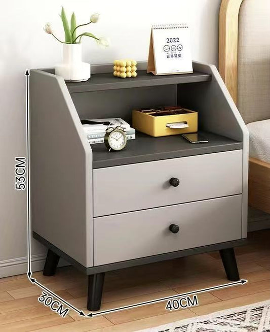 Modern Wooden Bedside Table with 2 Drawers