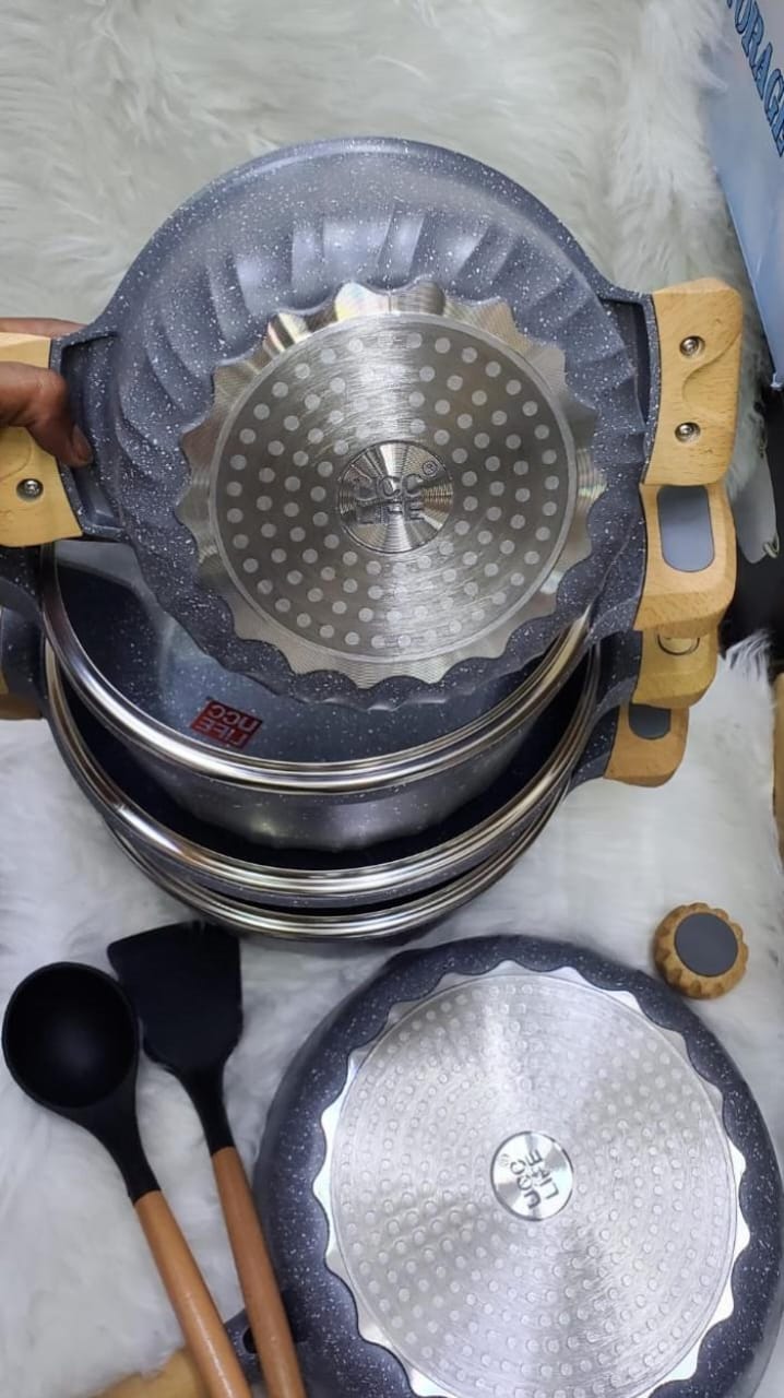 UCClife 11-Piece Heavy-Duty Cookware Set with Bamboo Handles