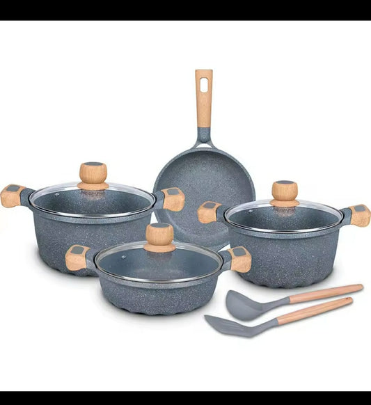 UCClife 11-Piece Heavy-Duty Cookware Set with Bamboo Handles