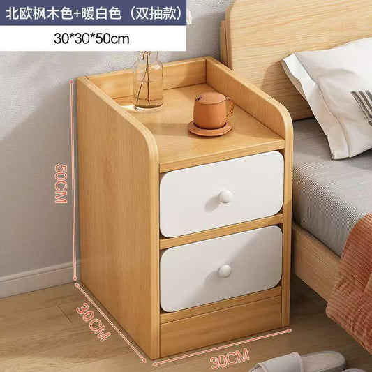 Nordic-Style Wooden Bedside Table (2-Drawer)