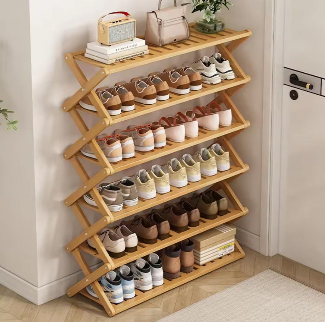 5-Tier Foldable Bamboo Shoe Rack