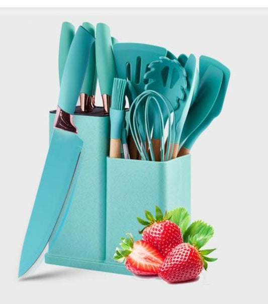 Silicon 19Pcs Silicone Cooking spoon & knife set