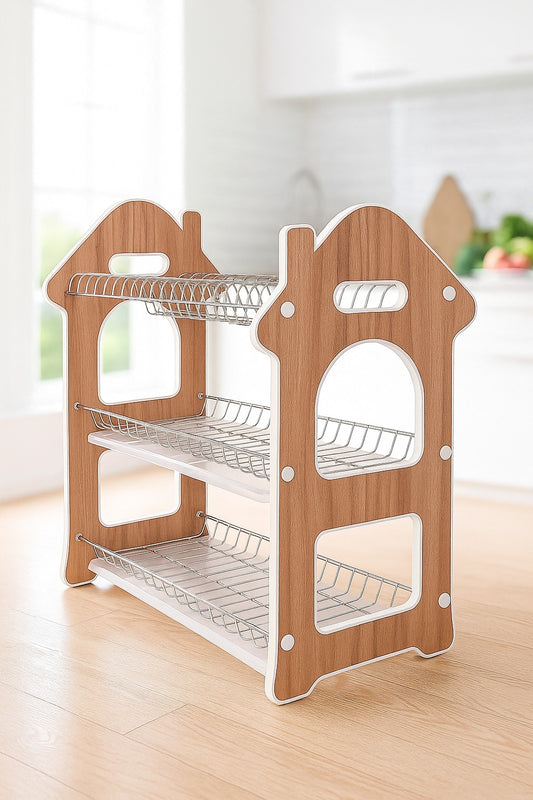 3 tier Wooden Dish Drying Rack
