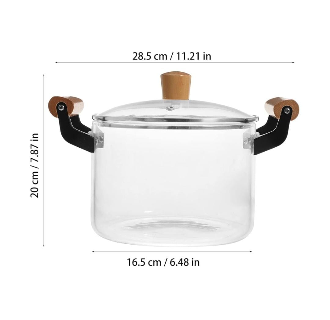 Borosilicate Glass Cooking Pot – 3.5 Litres