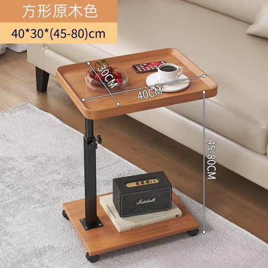 Adjustable Height Sofa Side Table with Wheels