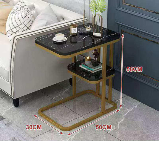 Luxury Marble Side Table with Gold Frame