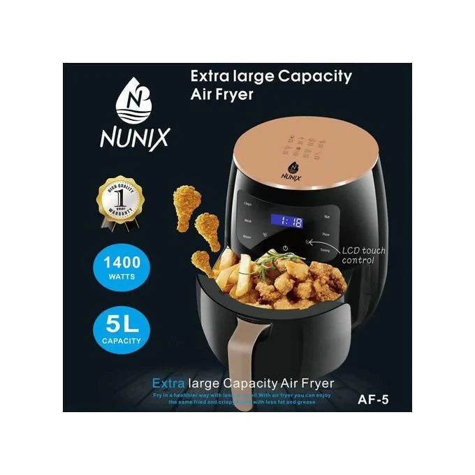 Nunix Electric 5L Extra Large Air Fryer β Healthier, Faster Cooking
