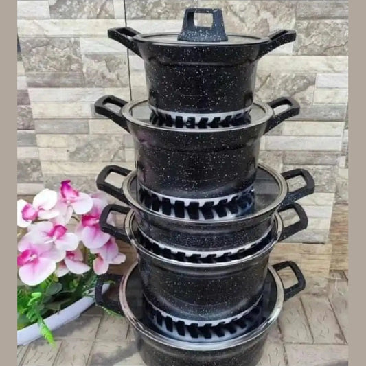 Granite bosch Non Stick Cookware Set Pots Sufurias with glass lids