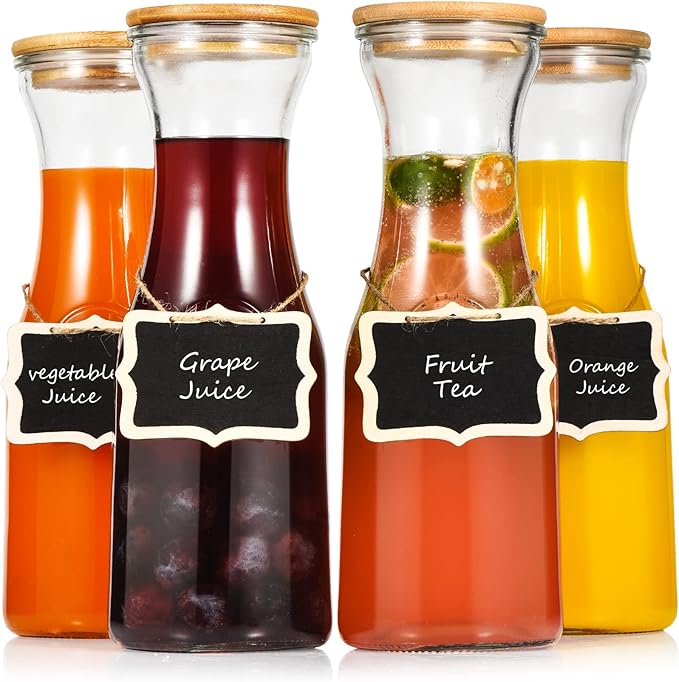 Elegant Glass Carafes with Lids β 1 Litre | Perfect for Wine, Juice & More
