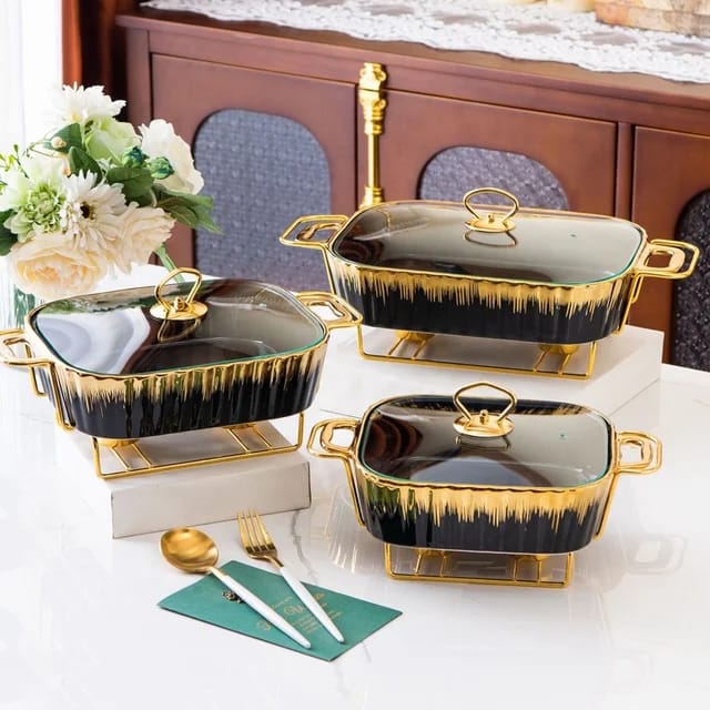 Luxury Ceramic Cookware Set with Golden Handles
