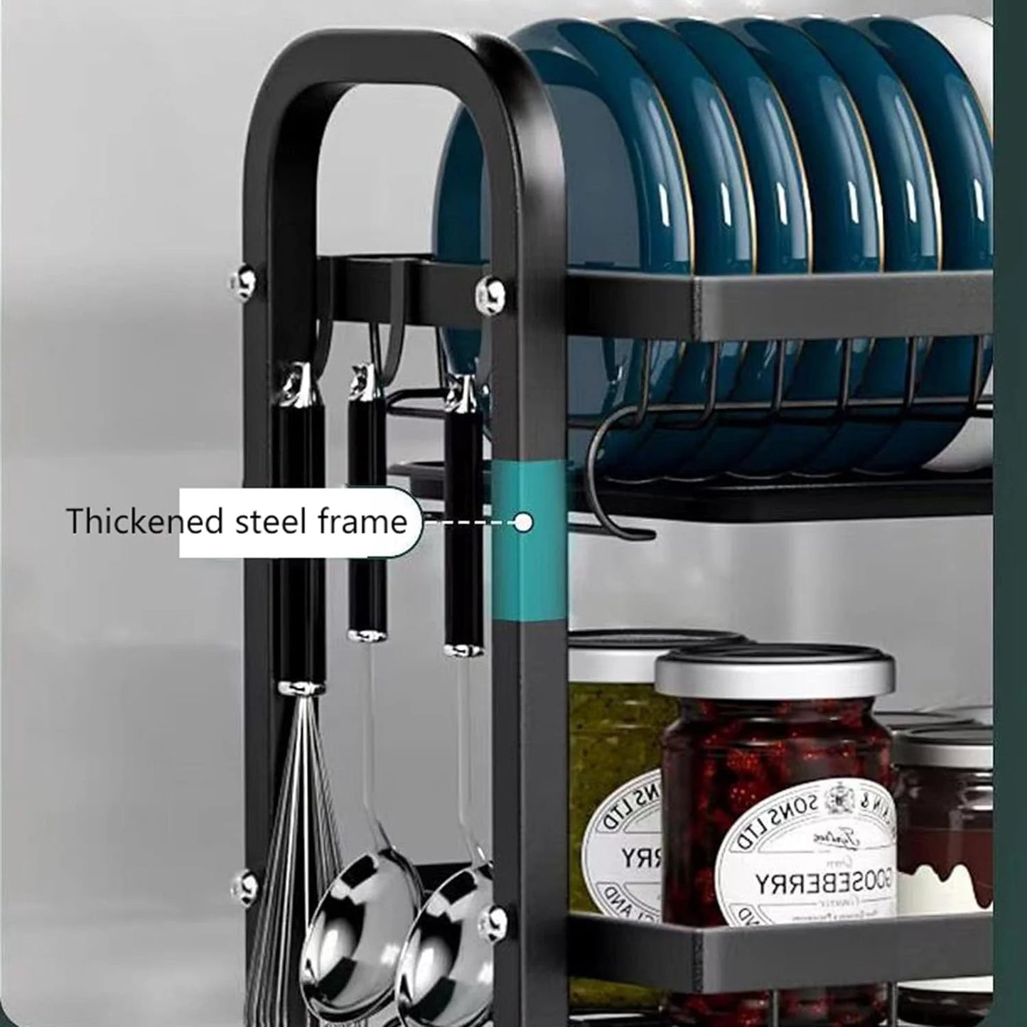 3-Tier Large Capacity Dish Rack with Utensil Holder, Cutting Board Holder, Drain Board Tray for Kitchen Counter Storage
