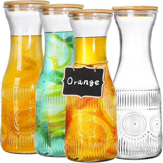 Elegant Glass Carafes with Lids β 1 Litre | Perfect for Wine, Juice & More