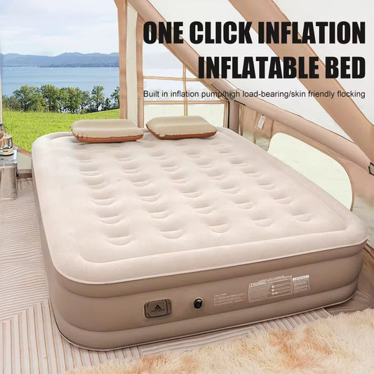 Inflatable Queen Size Airbed Mattress with Built-In Pump – Self-Inflating & Deflating