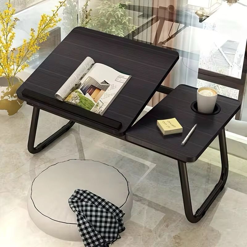Adjustable Folding Laptop Desk with Tilting Top β Portable Bed Table Stand with Cup Holder & Foldable Legs