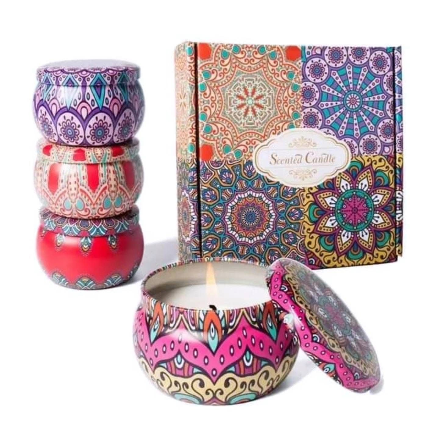 Scented Soy Candles Gift Set – Aromatherapy Candles for Home | Long-Lasting, Natural Soy Wax | 4 Pack