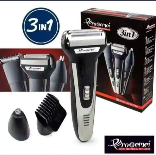 Geemy Rechargeable Hair Shaving Machine, Shaver- 3 In 1