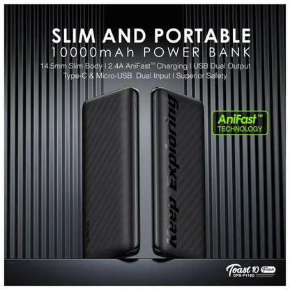 Oraimo Toast 10 Flash Power Bank – Model OPB-P118D Capacity: 10,000mAh