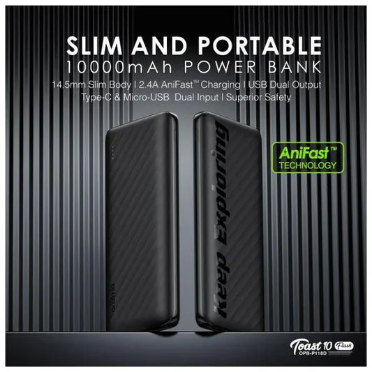 Oraimo Toast 10 Flash Power Bank – Model OPB-P118D Capacity: 10,000mAh