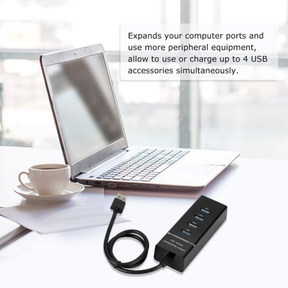USB 3.0 4-Port High-Speed Hub – 5Gbps Data Transfer, Power Supply Support & Overload Protection