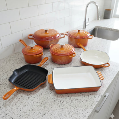 NSFE 11 PCS Enamel Cast Iron Cooking Pots Set