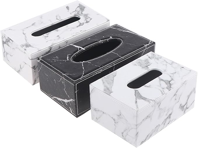 Black & Gold Marble Tissue Box Cover – Modern Bathroom Tissue Holder with Secure Lock